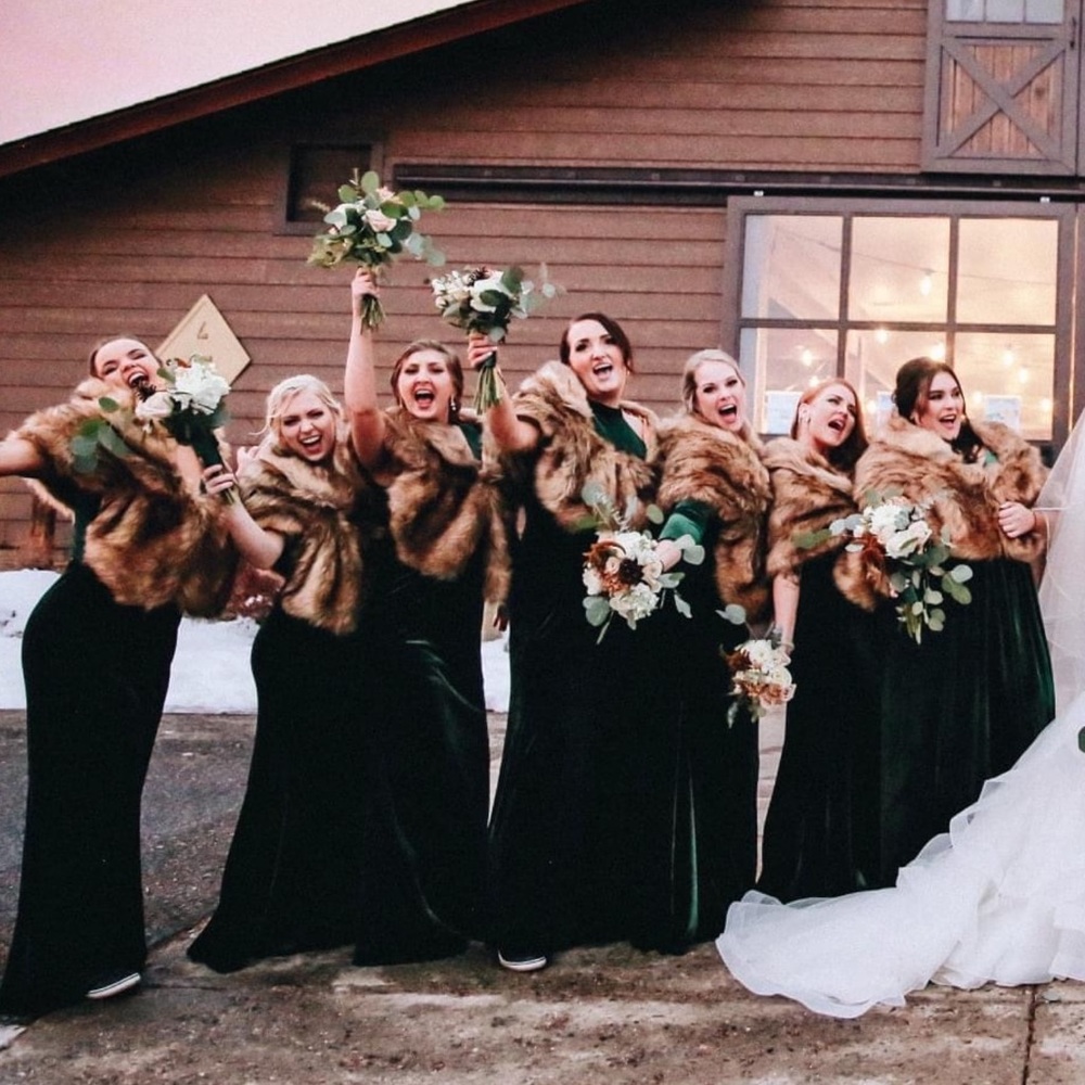 Set of 7 fur shawls- wedding bridesmaids